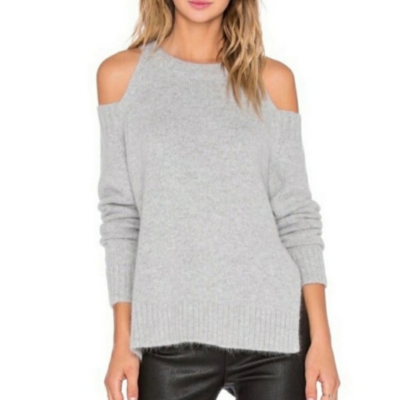 J.O.A. | Cold Shoulder Gray Angora Sweater - Picture 8 of 8